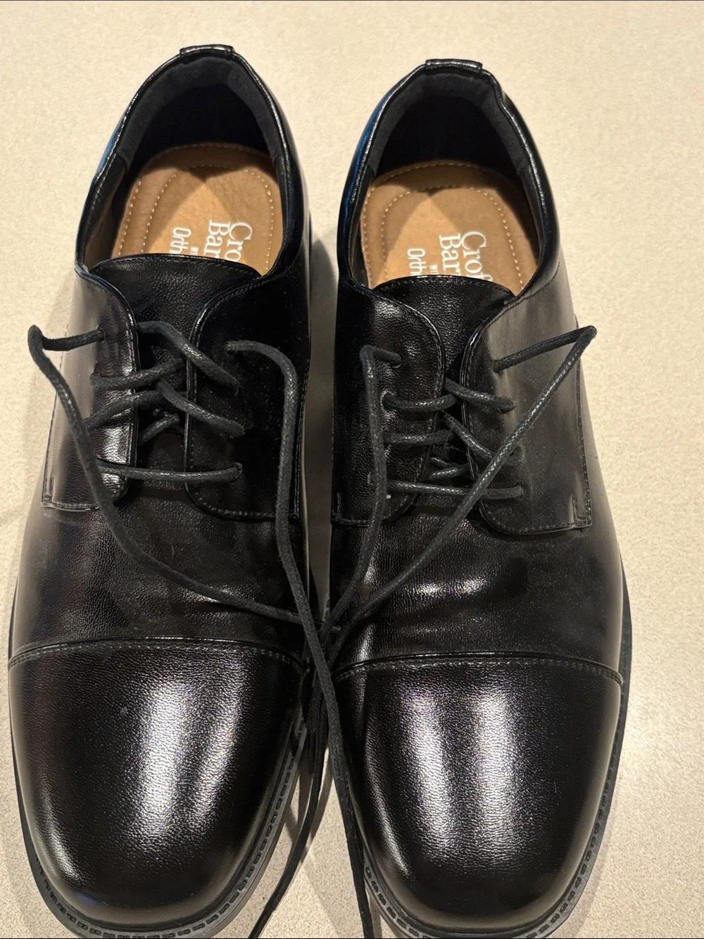 Black Leather Cap-Toe Derby Shoes for Men